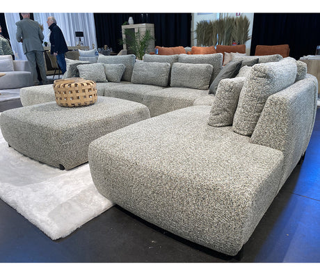 Canapé d'angle panoramique tissu gris - Souffle d'intérieur
