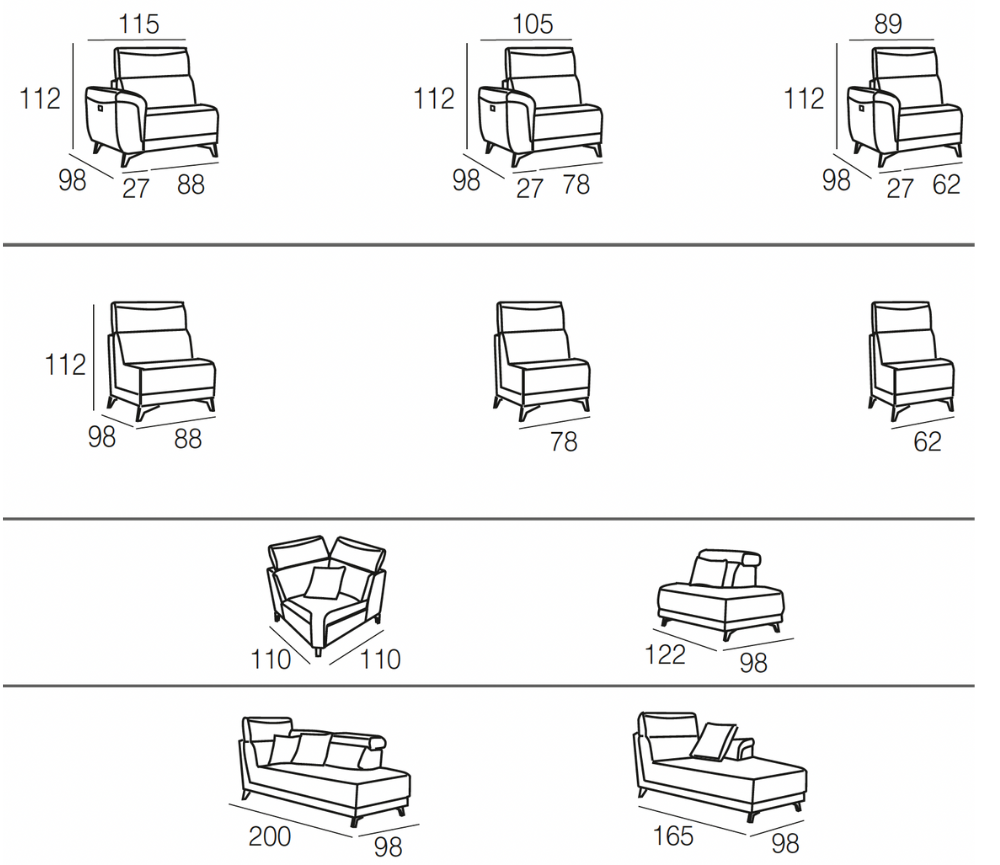 2 relax corner sofa 281x200cm - Cassia
