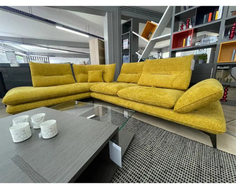 Canapé d'angle 5 places dossiers avance recule jaune - Aerre italia - Souffle d'intérieur