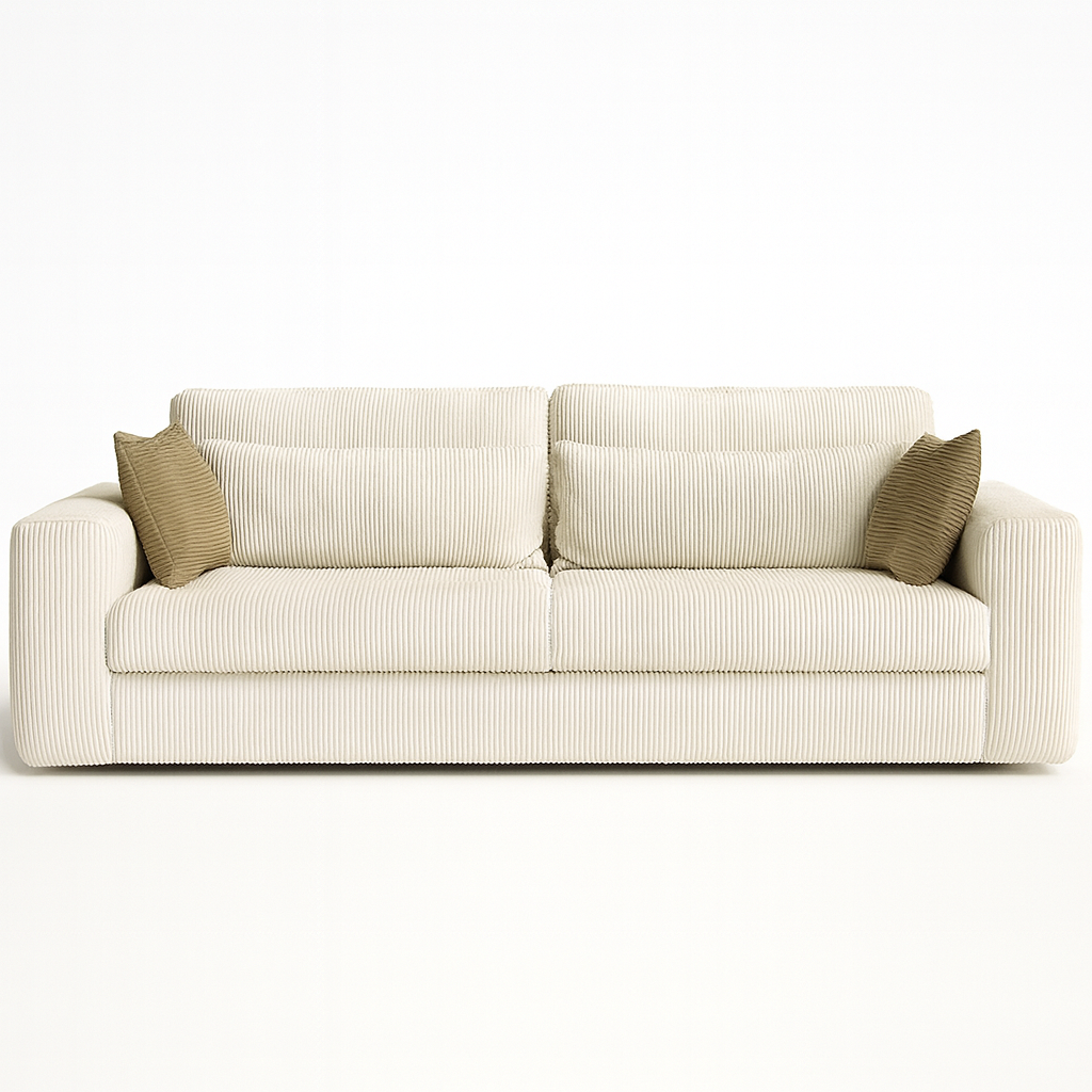 Canapé droit Lovy - vue profil - velours côtelé - pied bois ou métal