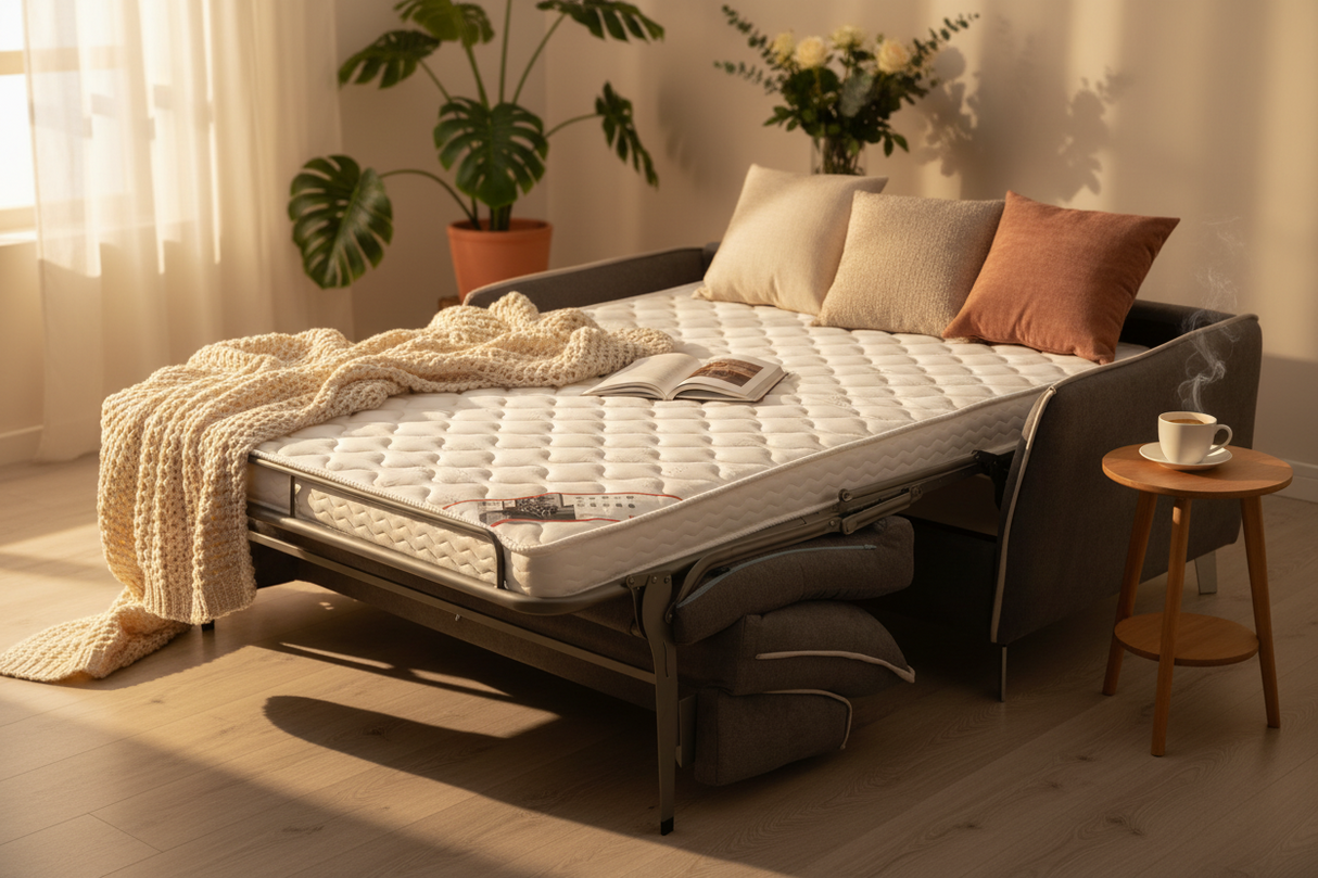 Canapé convertible gris rapido ouvert - Système d'ouverture express