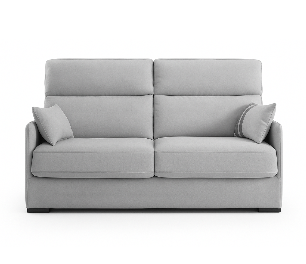Canapé 3 places convertible rapido Katia – vue de face – tissu gris clair