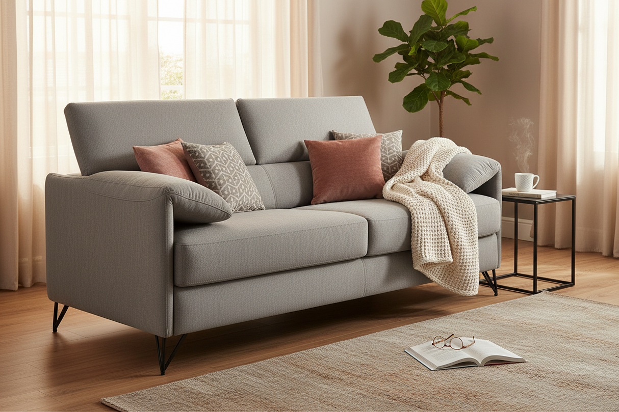 canape convertible rapido gris vue de profil