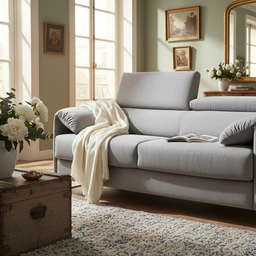 canapé convertible gris clair rapido vue de face