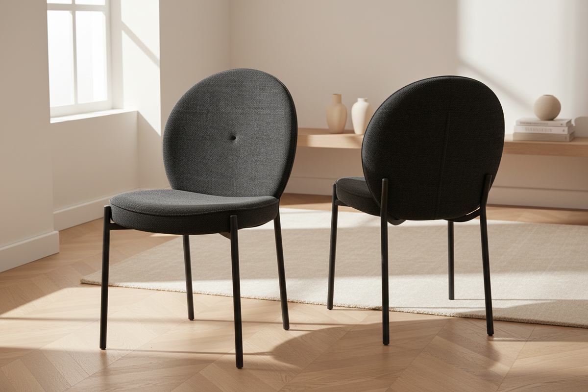 Chaise Cardiff Akante tissu anthracite pieds métal