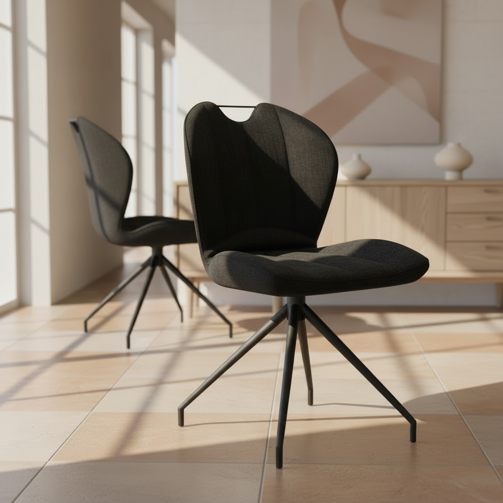 New York chaise pivotante Akante – zoom piètement acier laqué noir