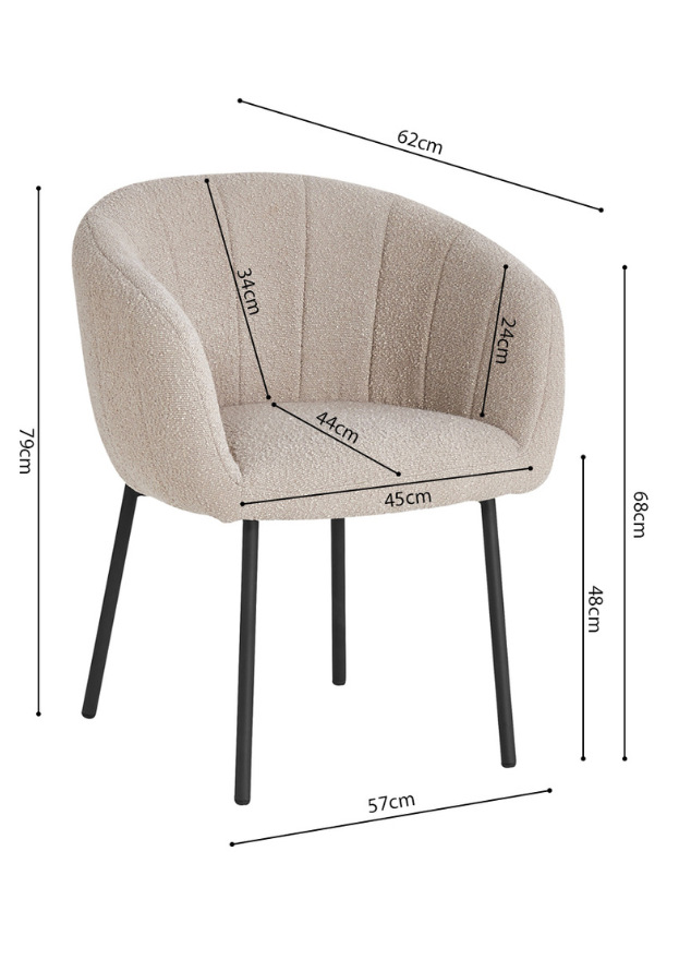 fauteuil de table à manger chaise avec accoudoir beige - Sevillana