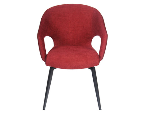 Fauteuil de table design pivotant pieds métal en tissu rouge - Souffle d'intérieur