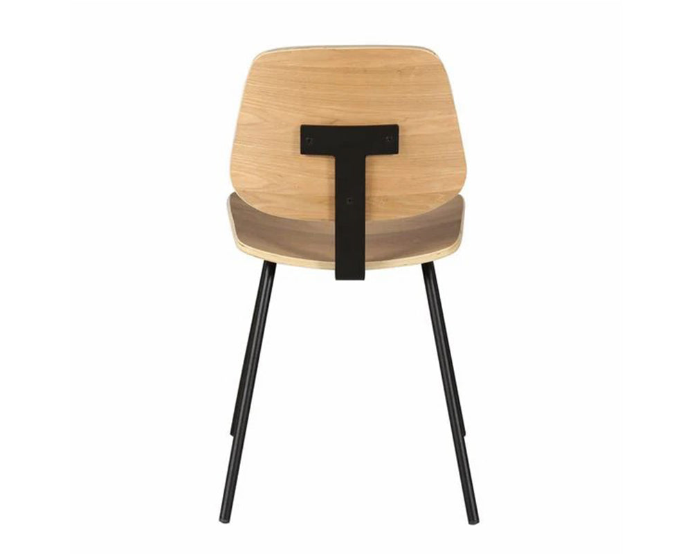 Chaise salle à manger Evy - vue arrière - assise placage frêne vernis