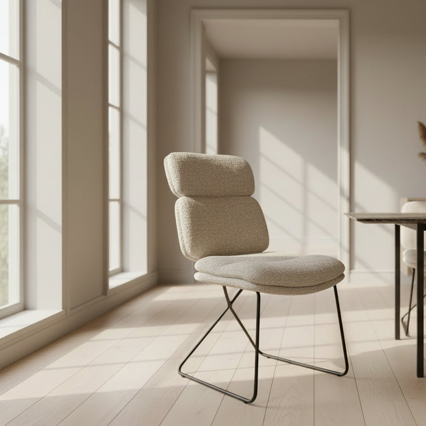 chaise beige pieds noir de salle à manger - Souffle d'intérieur