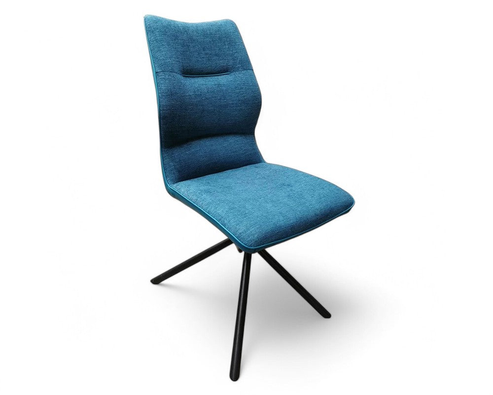 chaise bleu pétrole pieds métal en tissu design - Souffle d'intérieur