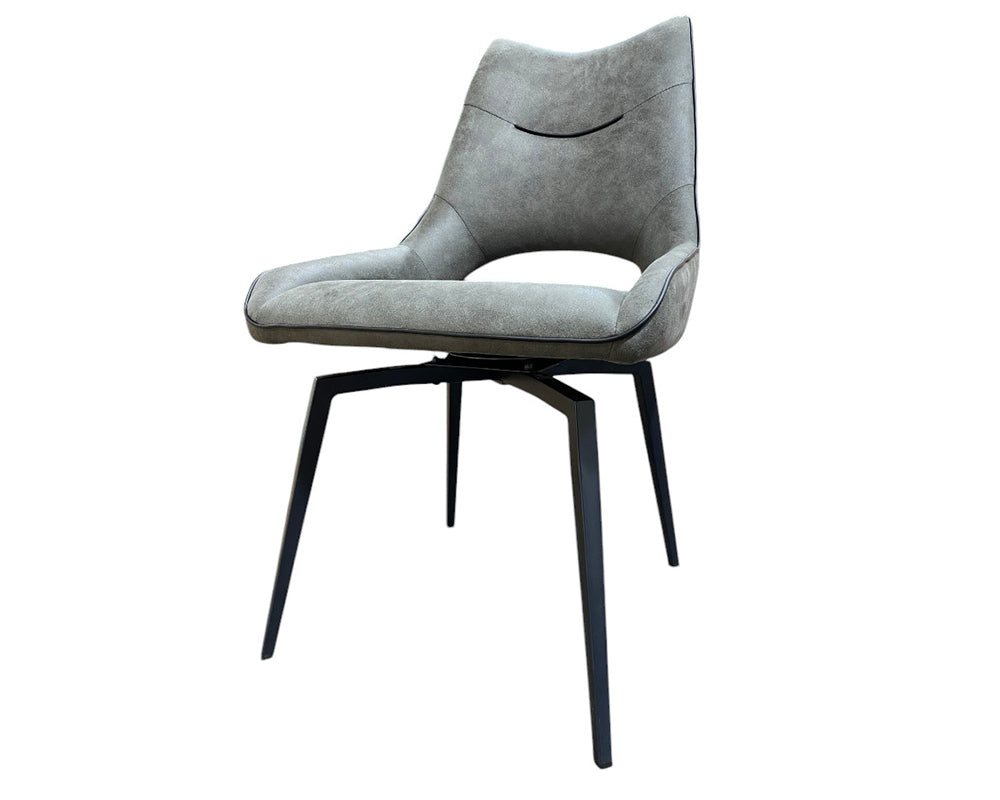 Chaise confortable tissu gris vintage pied noir pivotante de salle a manger - Souffle d'intérieur - Tabalacasa - Akante