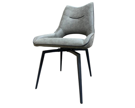 Chaise confortable tissu gris vintage pied noir pivotante  de salle a manger - Souffle d'intérieur - Tabalacasa - Akante