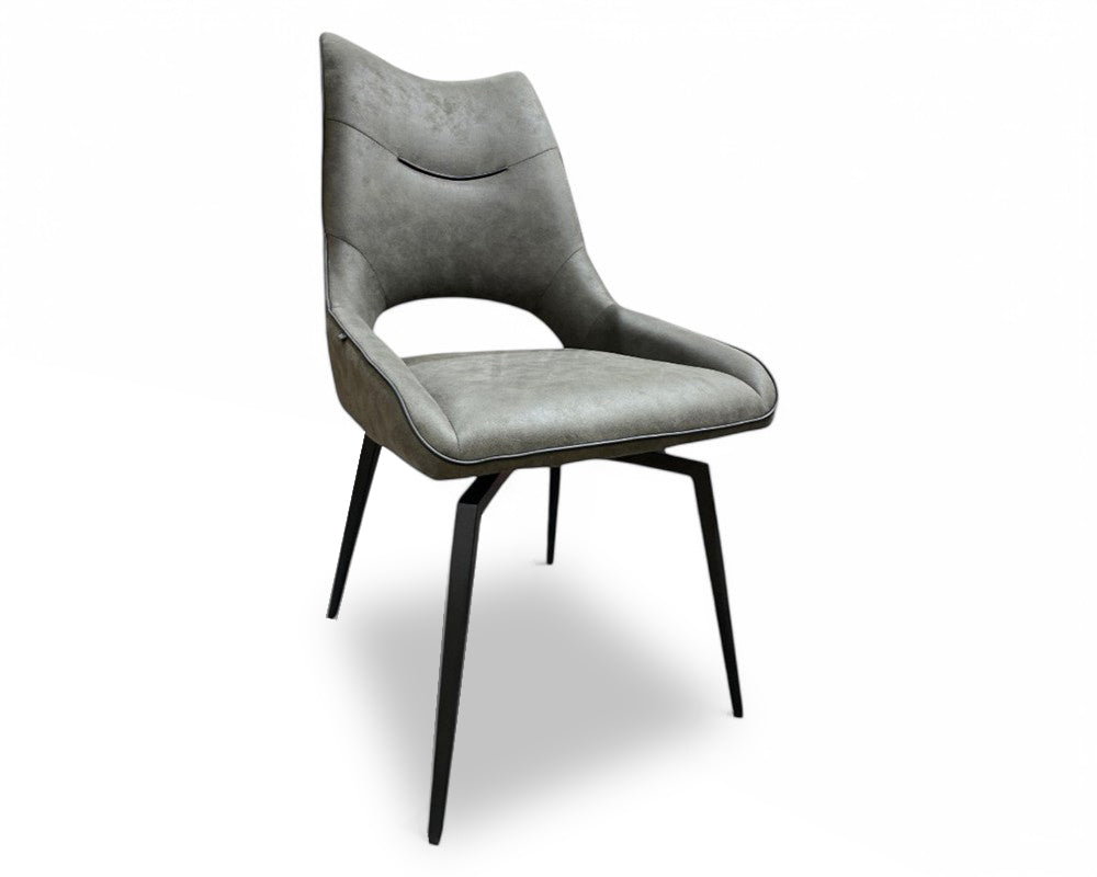 Chaise confortable tissu gris vintage pied noir pivotante de salle a manger - Souffle d'intérieur - Tabalacasa - Akante