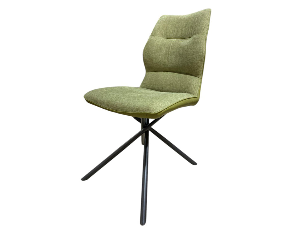 Chaise en tissu vert design pieds métal noir - Souffle d'intérieur