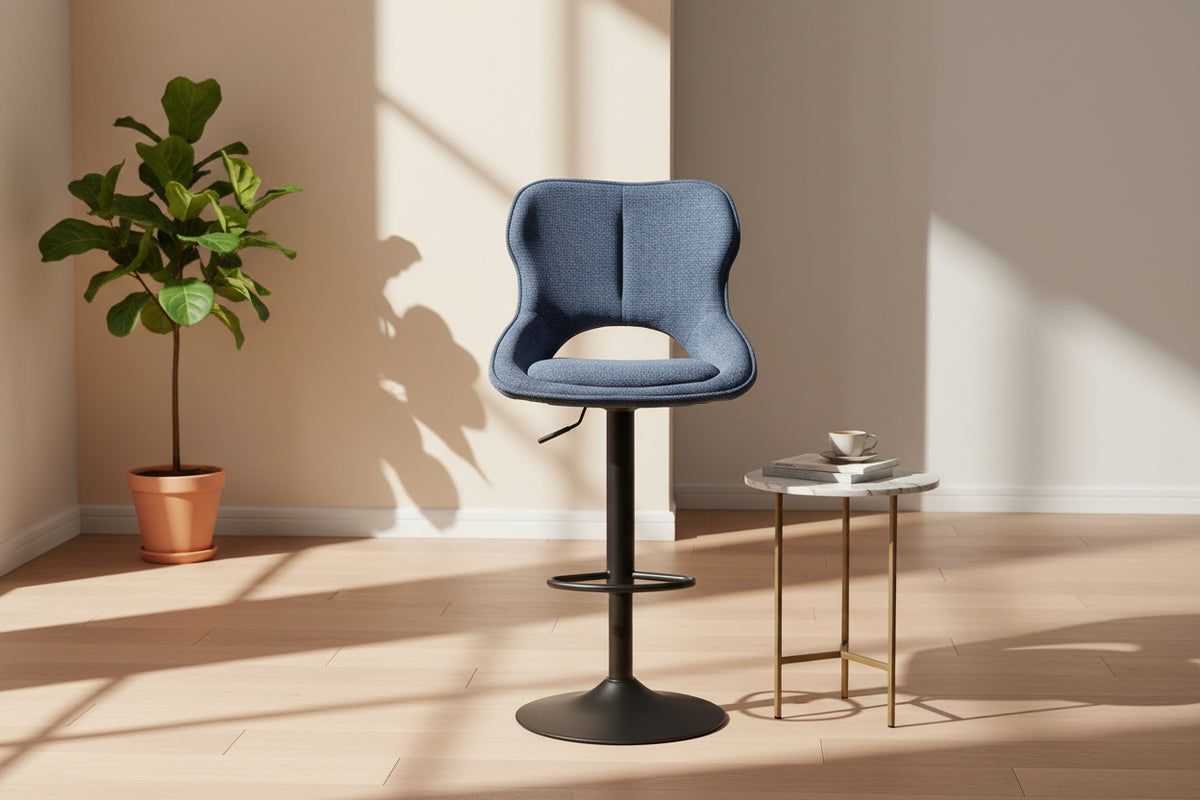 Morine chaise de bar bleu réglable – vue de face