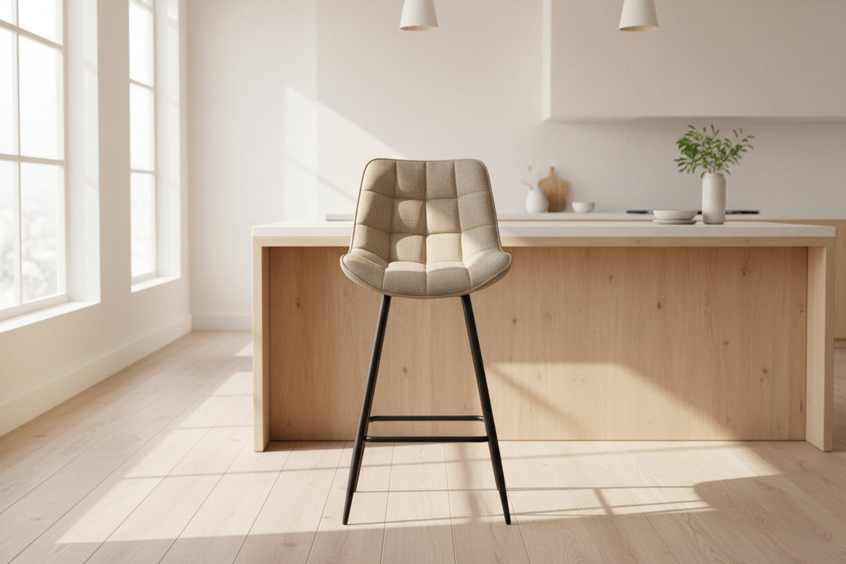 Chaise de bar en métal beige - Rousseau Furniture - Souffle d'Intérieur
