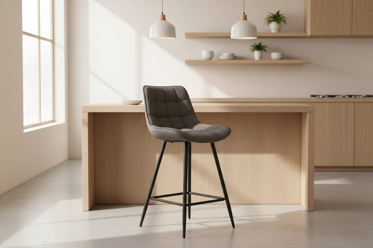 Chaise de bar en métal gris clair - Rousseau Furniture - Souffle d'Intérieur