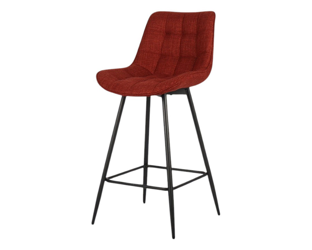 Chaise de bar en métal rouge - Rousseau Furniture - Souffle d'Intérieur