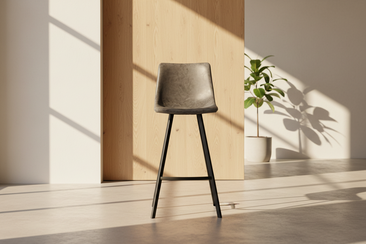 Ozany chaise haute simili cuir gris – vue de face