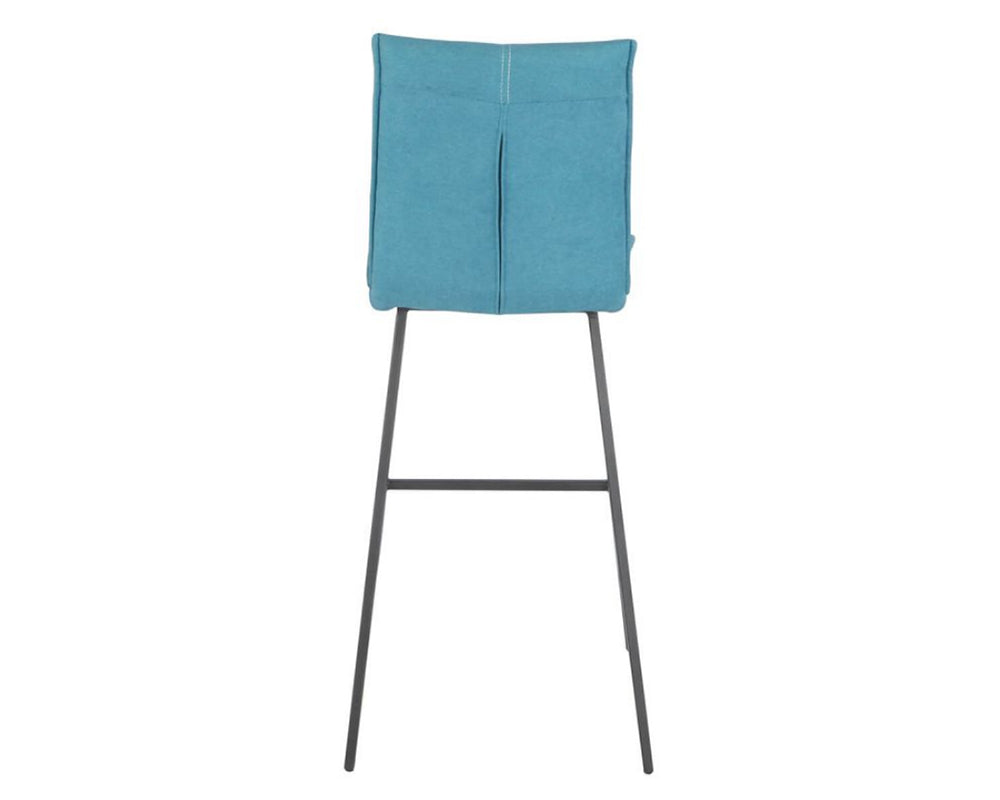 Chaise de bar confortable pieds métal tissu bleu - Souffle d'intérieur