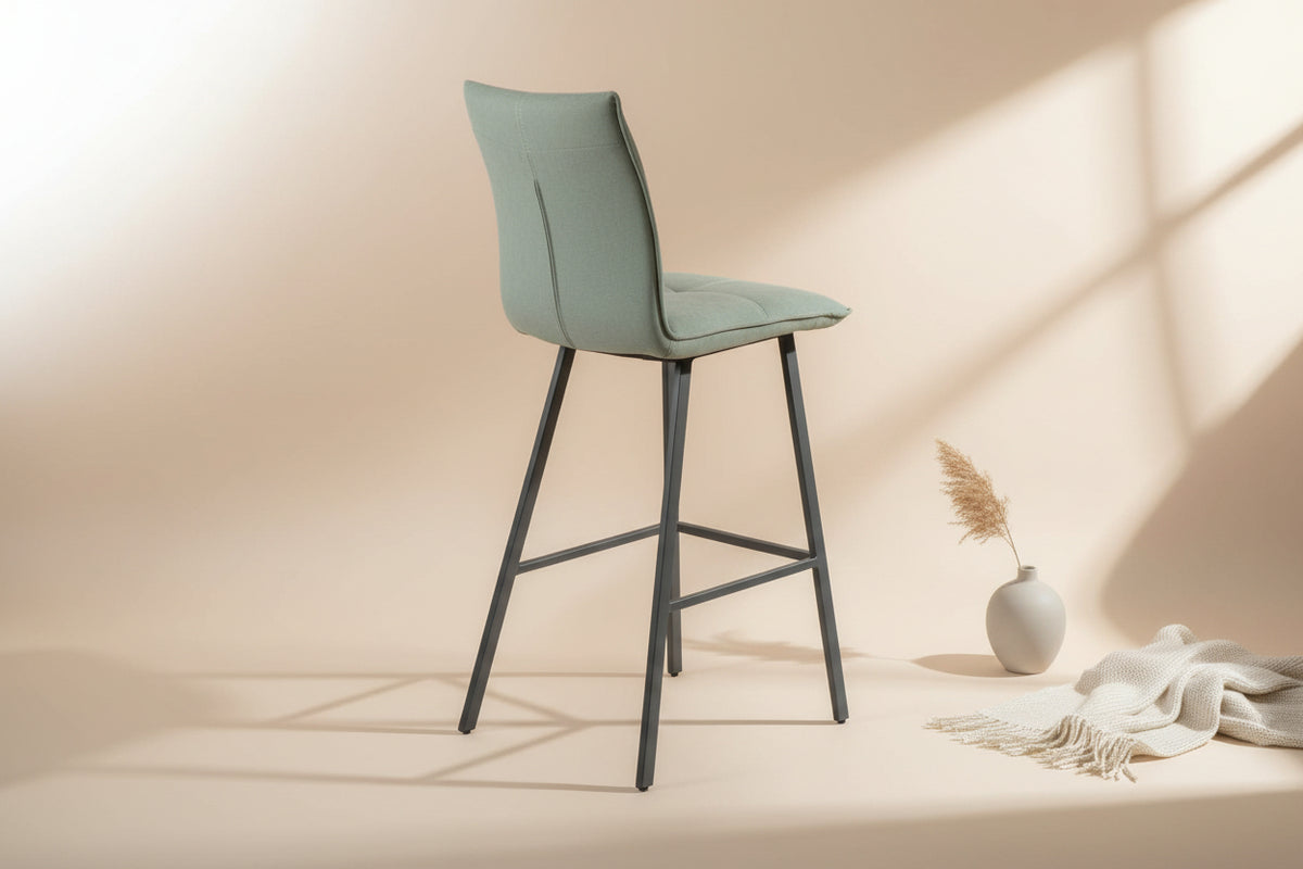 Chaise de bar confortable pieds métal tissu vert - SOUFFLE D'intérieur