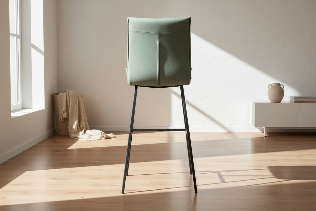 Chaise de bar confortable pieds métal tissu vert - SOUFFLE D'intérieur