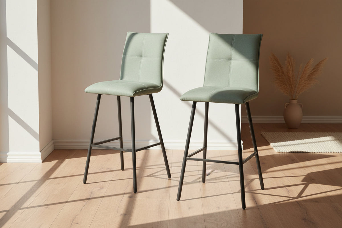 Chaise de bar confortable pieds métal tissu vert - SOUFFLE D'intérieur