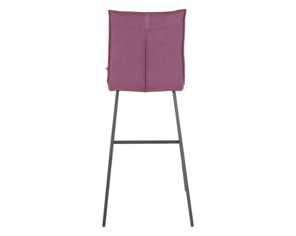 Chaise de bar Veronica – vue de dos – tissu violet – pieds métal peint
