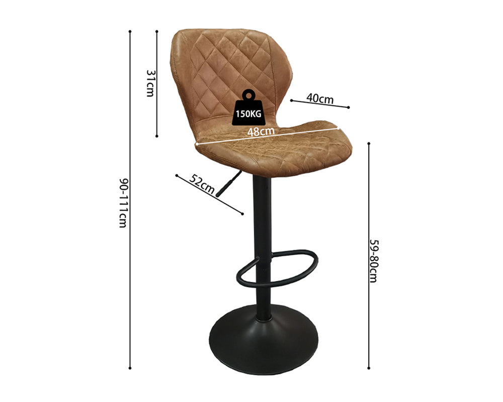 Chaise de bar stylé cognac - Rousseau Furniture - Souffle d'Intérieur