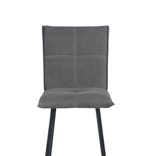Chaise haute de bar Veronica – vue de face – tissu gris – pieds métal peint