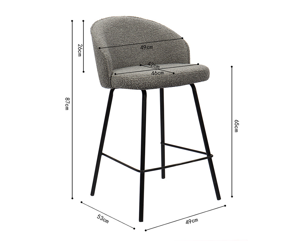 Chaise de comptoir confortable gris - Rousseau Furniture - Souffle d'Intérieur