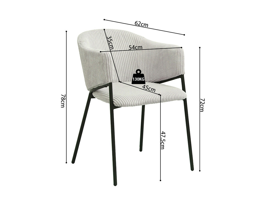 Chaise de salle à manger avec accoudoir en velours gris clair - Rousseau - Souffle d'intérieur