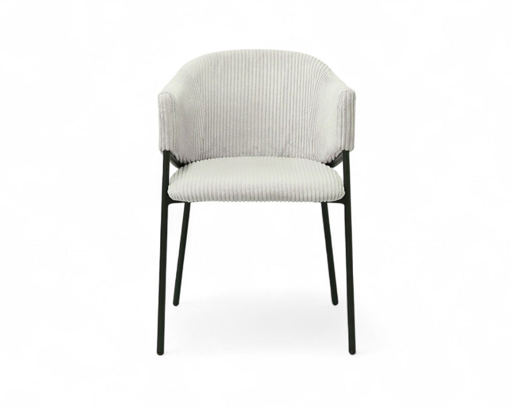 Chaise de salle à manger avec accoudoir en velours gris clair - Rousseau - Souffle d'intérieur