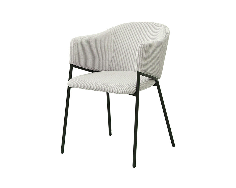 Chaise de salle à manger avec accoudoir en velours gris clair - Rousseau - Souffle d'intérieur