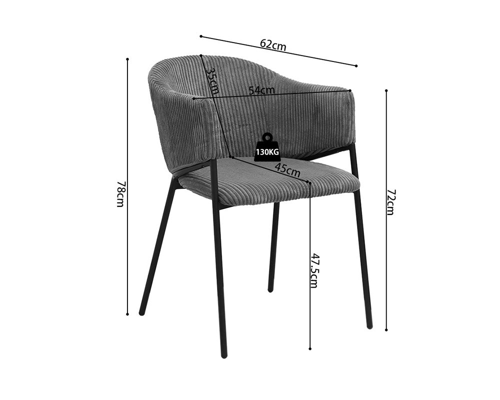 Chaise de salle à manger avec accoudoir en velours gris foncé - Rousseau - Souffle d'intérieur