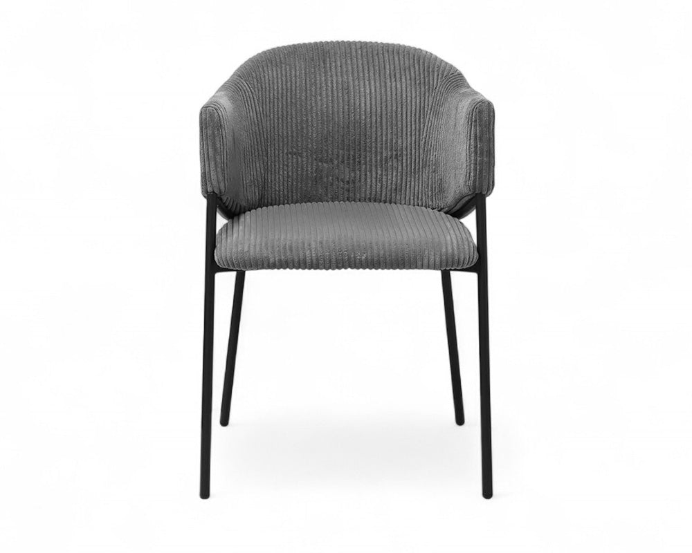 Chaise de salle à manger avec accoudoir en velours gris foncé - Rousseau - Souffle d'intérieur