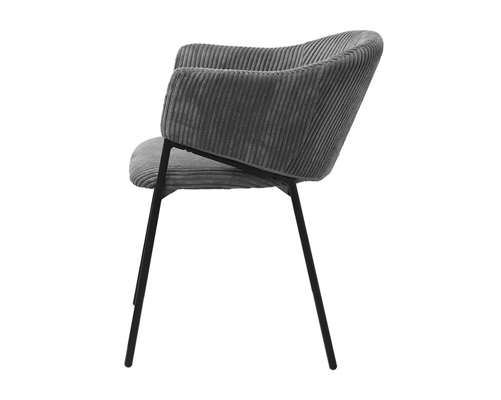 Chaise de salle à manger avec accoudoir en velours gris foncé - Rousseau - Souffle d'intérieur