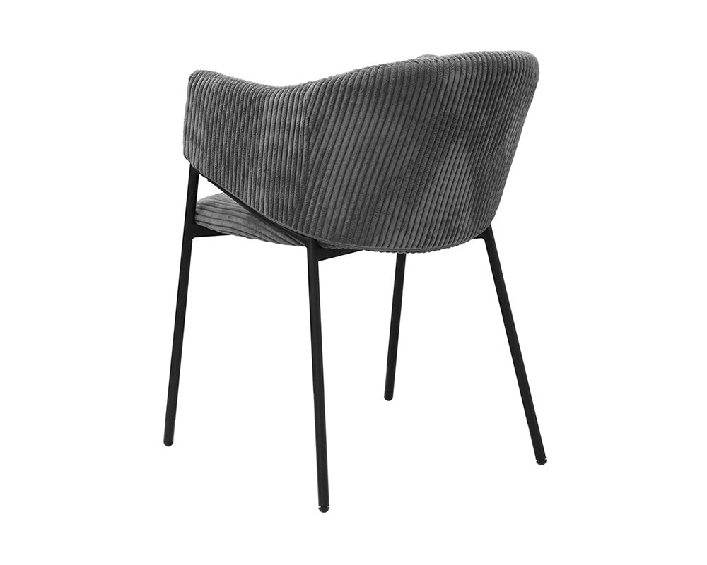 Chaise de salle à manger avec accoudoir en velours gris foncé - Rousseau - Souffle d'intérieur