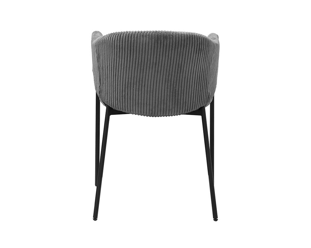 Chaise de salle à manger avec accoudoir en velours gris foncé - Rousseau - Souffle d'intérieur