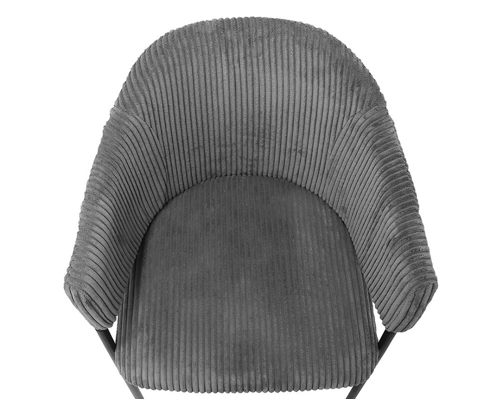 Chaise de salle à manger avec accoudoir en velours gris foncé - Rousseau - Souffle d'intérieur