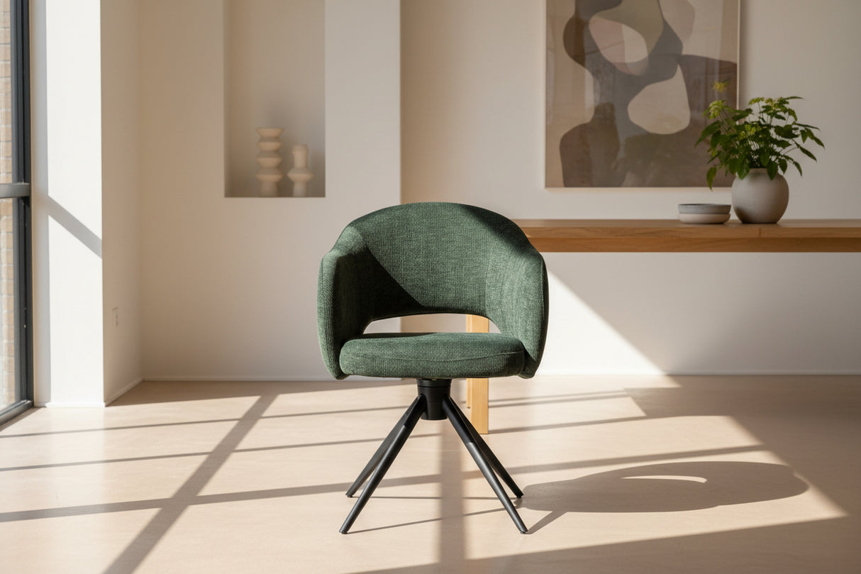 Chaise de repas Sony - vue face - tissu 100% polyester - pied métal