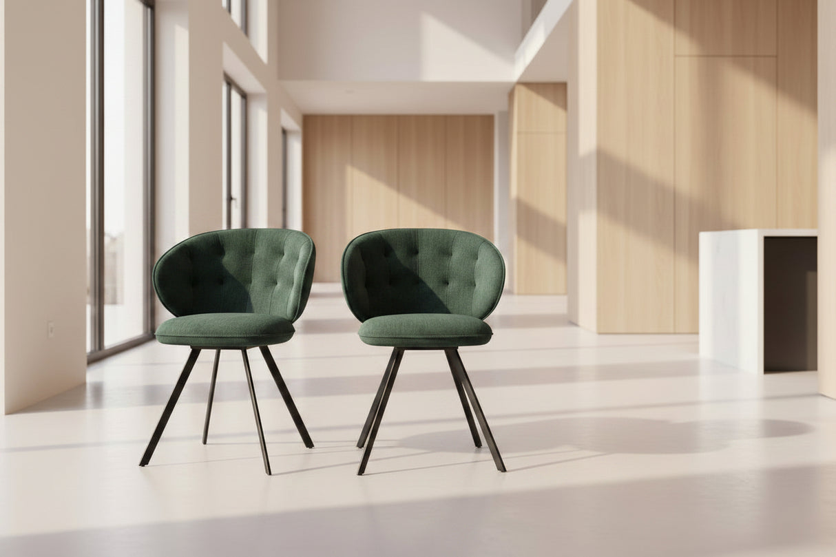 Chaise de salle à manger pivotante capitonnée - Akante - Souffle d'intérieur