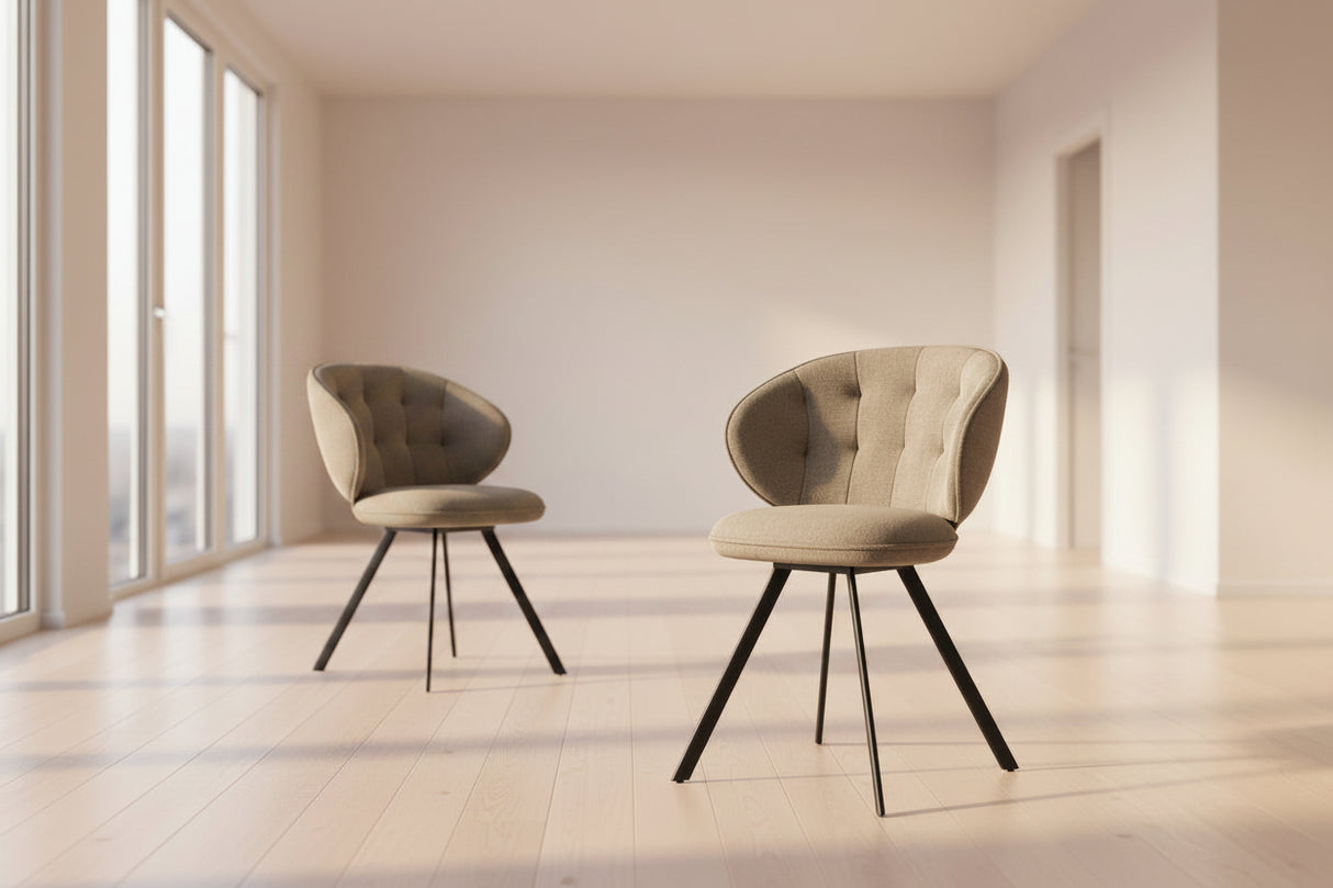 Chaise de salle à manger pivotante capitonnée - Akante - Souffle d'intérieur