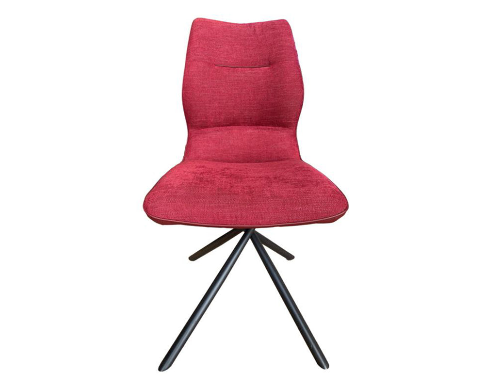 Chaise pieds métal en tissu rouge moderne - Souffle d'intérieur