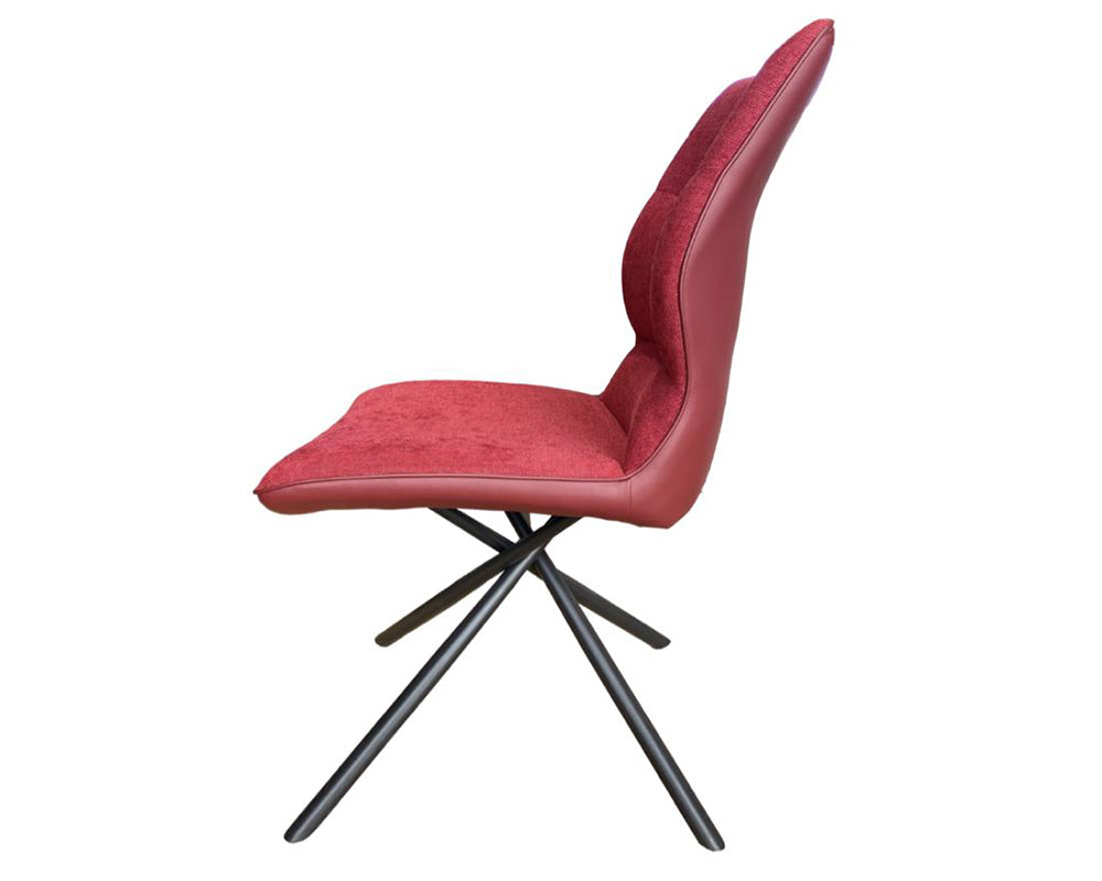 Chaise pieds métal en tissu rouge moderne - Souffle d'intérieur