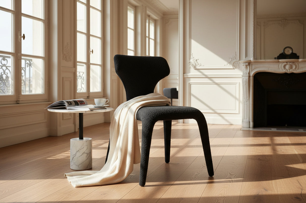 Chaise de salle à manger Harty - tissu noir – face