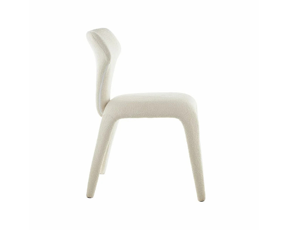 Chaise salle à manger Harty - vue profil -tissu effet bouclette