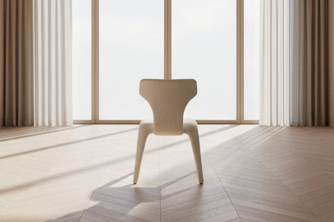 Chaise salle à manger Harty - vue arrière -tissu effet bouclette