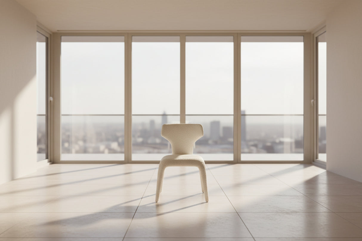 Chaise salle à manger Harty - vue face -tissu effet bouclette